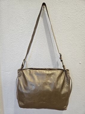Marco Buggiani Italy Metallic Leather Slouchy Hobo Bag Cinch Detail